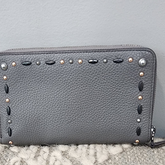 Coach 2017 Gray Women's Wallet with Stud Accents - Picture 2 of 3